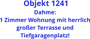 Objekt 1241 Dahme: 1 Zimmer Wohnung mit herrlich großer Terrasse und Tiefgaragenplatz!